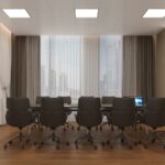 Executive meeting space sitting empty with lots of open chairs