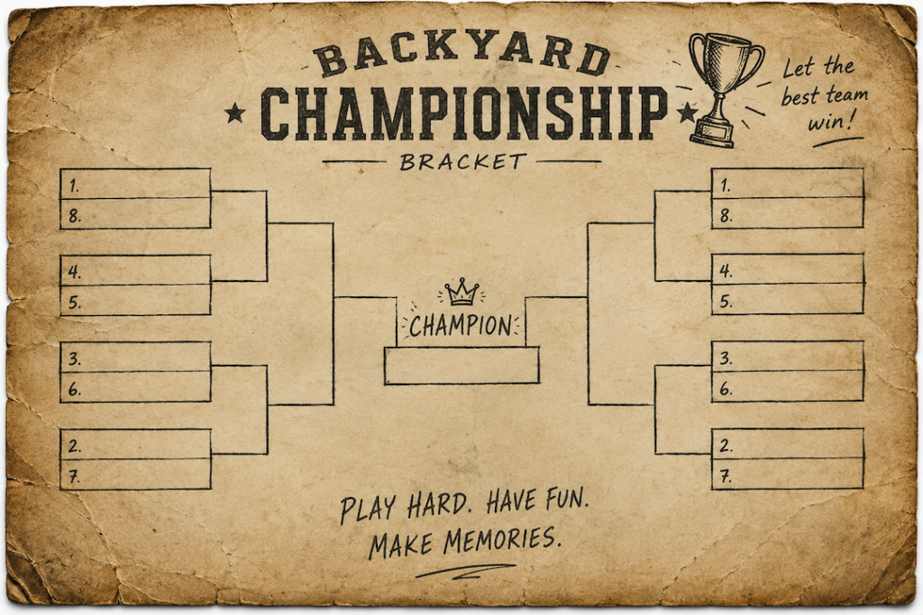 Old looking championship brackets for backyard fun tournaments. 